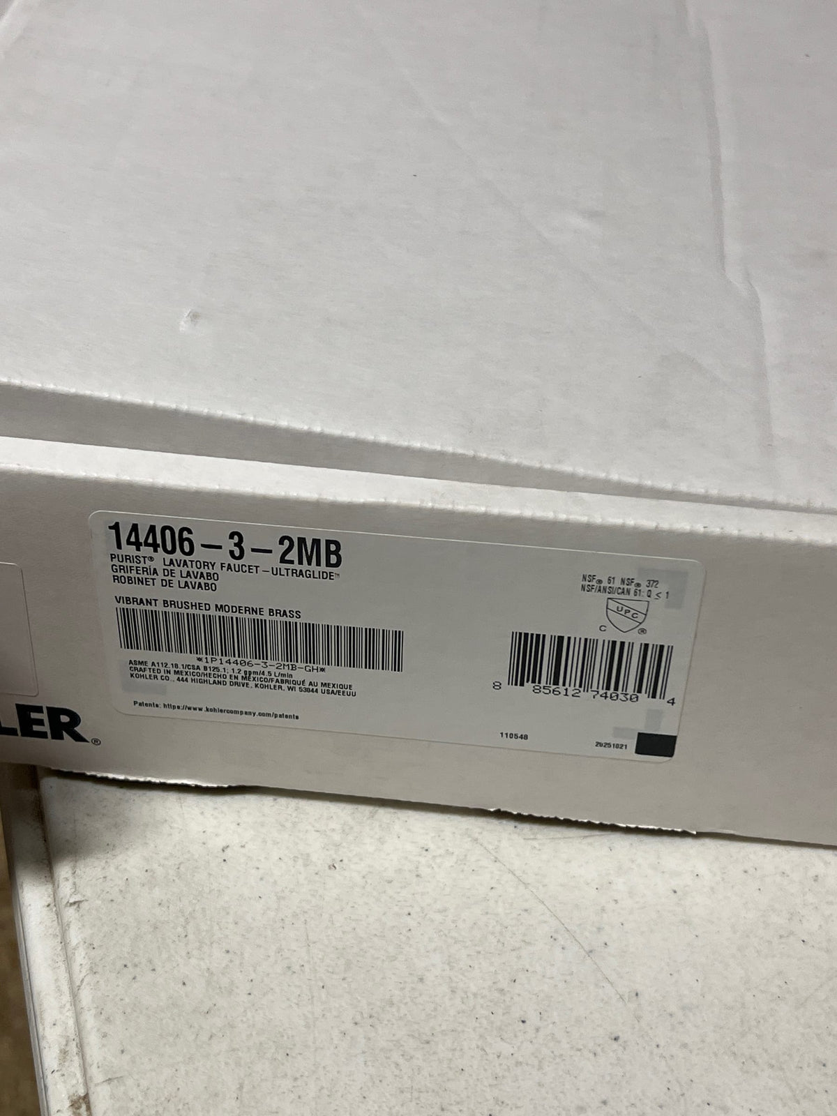 Kohler K-14406-3-2MB Purist 1.2 GPM Widespread Bathroom Faucet with Pop-Up Drain Assembly - Vibrant Brushed Moderne Brass