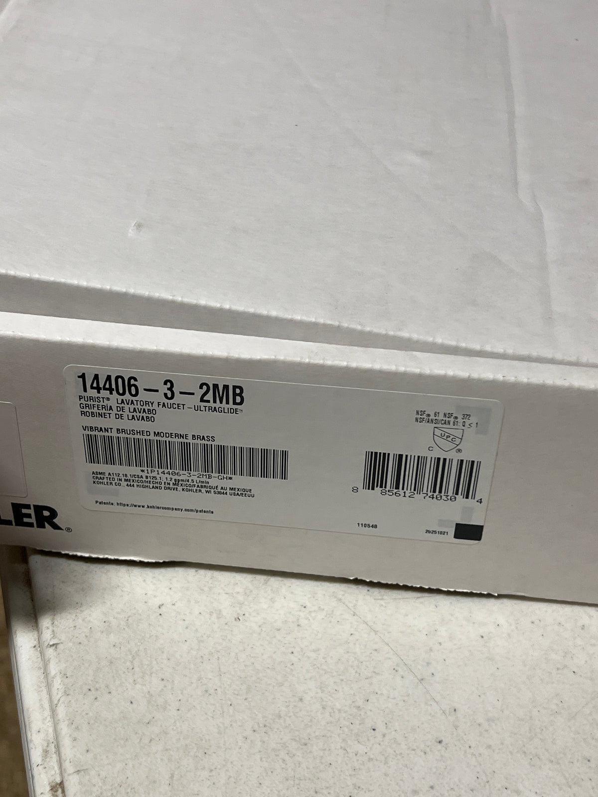 Kohler K-14406-3-2MB Purist 1.2 GPM Widespread Bathroom Faucet with Pop-Up Drain Assembly - Vibrant Brushed Moderne Brass