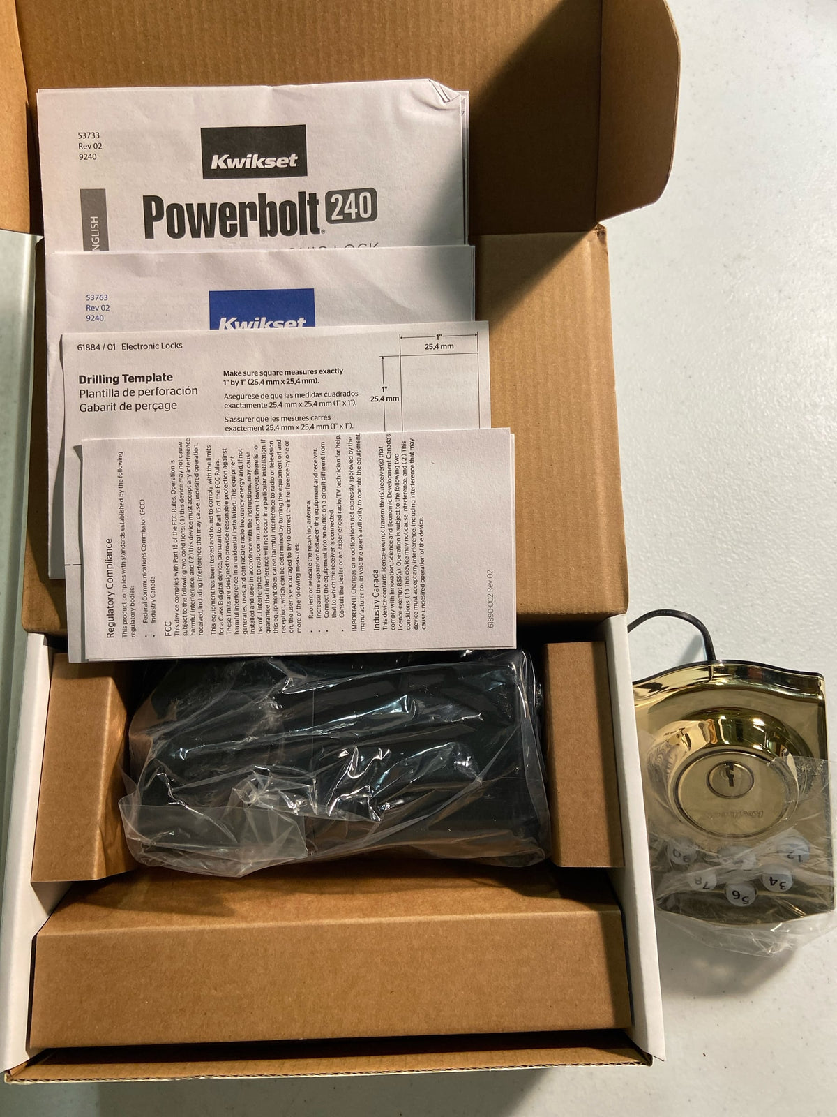 Kwikset 9240TRL-L03 Powerbolt 240 Traditional Single Cylinder Keyless Entry Deadbolt with 5-Button Keypad - Polished Brass