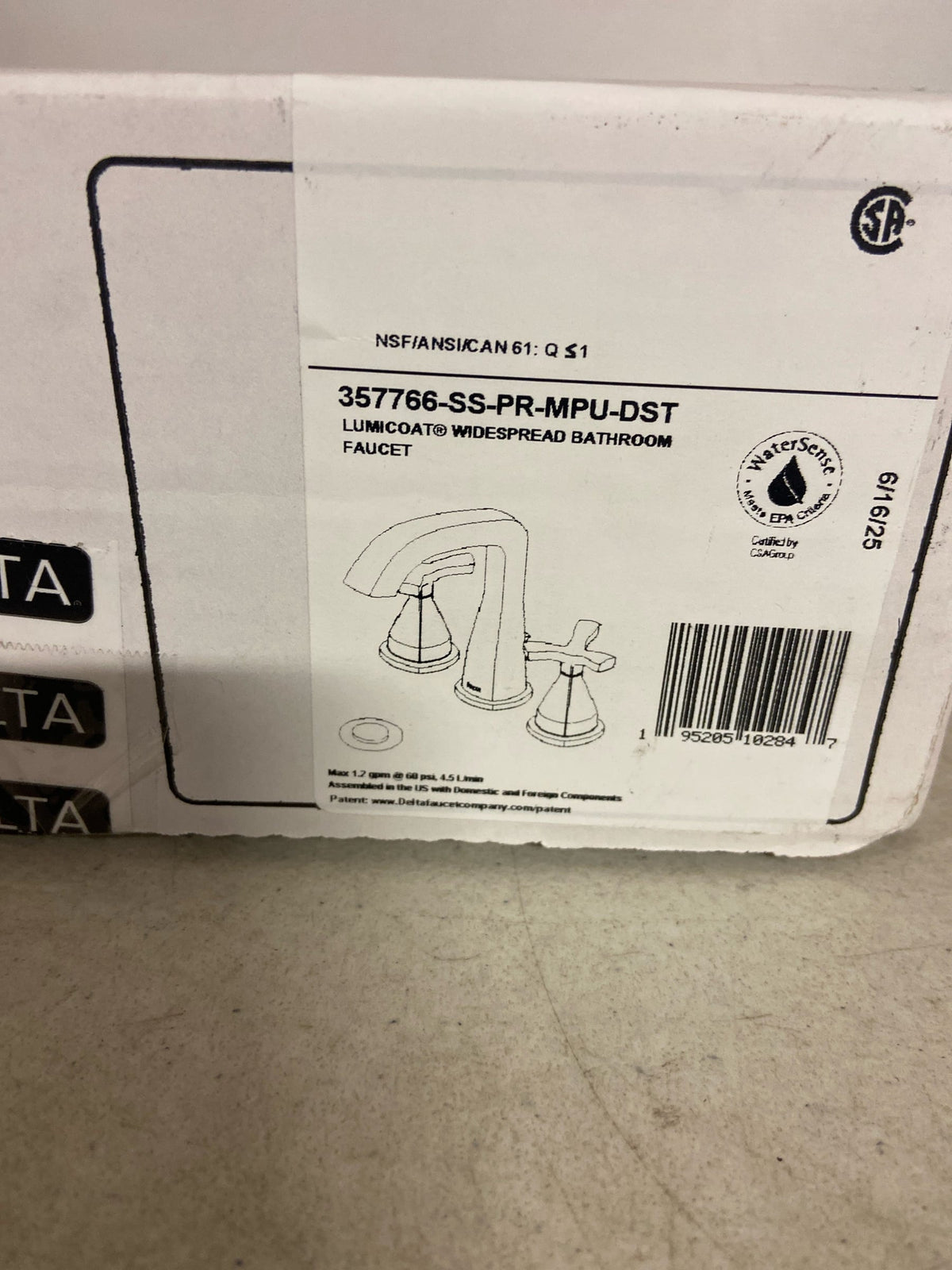 Delta 357766-SS-PR-MPU-DST Stryke 1.2 GPM Widespread Bathroom Faucet with Pop-Up Drain Assembly and Diamond Seal Technology - Lumicoat Stainless
