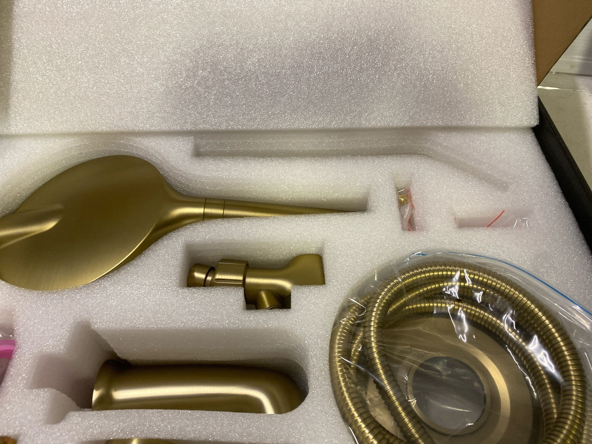 SUMERAIN Brushed Gold Shower System with 6-Spray Handheld Filtered Shower Head, Shower Faucet Set with High Flow Tub Spout