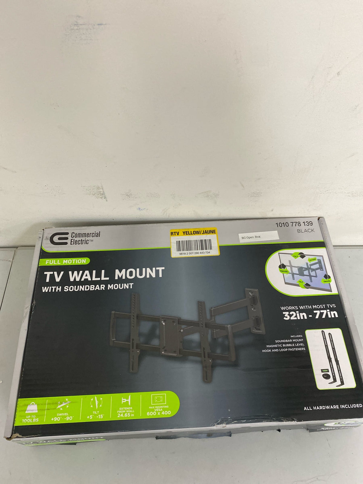 Commercial electric XD2426 Full Motion TV Wall Mount for 32 in. to 77 in. TVs