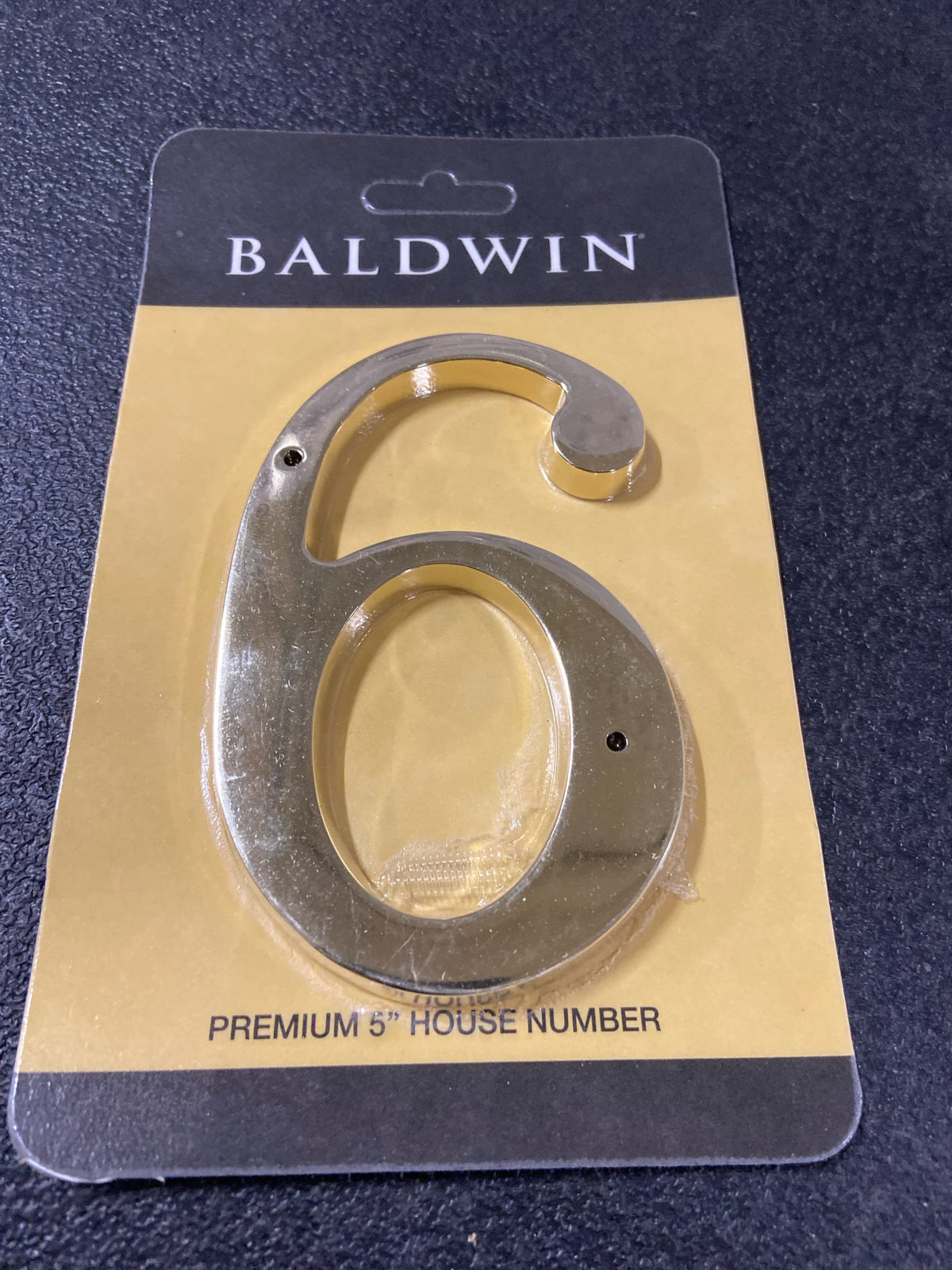 Baldwin 90676003 Solid Brass Residential House Number 6 - Polished Brass