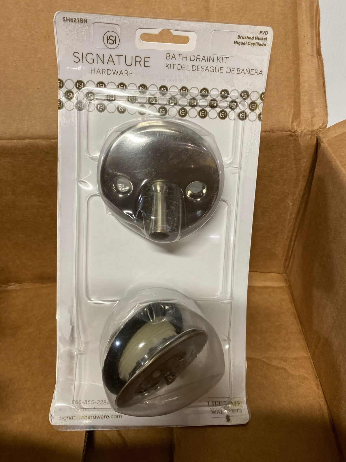 Signature Hardware SH621BN Alcove Tub Drain & Trip Lever Overflow Cover - Brushed Nickel