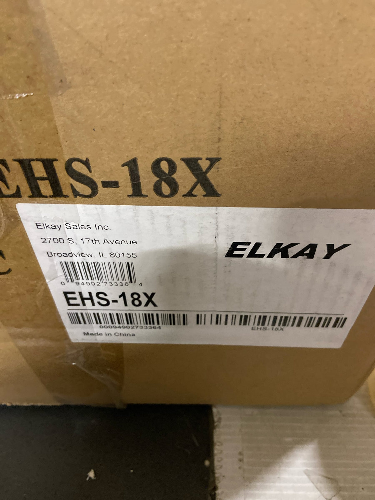 Elkay EHS-18X Hand Sink, 18X15 OA, 14X10X5 Bowl, Faucet, 18 GA 300 Series SS, NSF