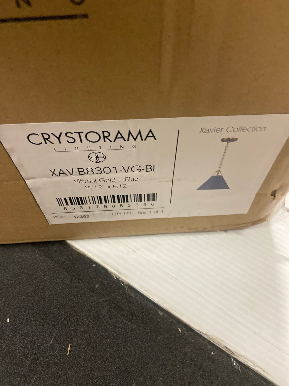 Crystorama XAV-B8301-VG-BL Xavier 1-Light Vibrant Gold Plus Blue Mini Pendant Light