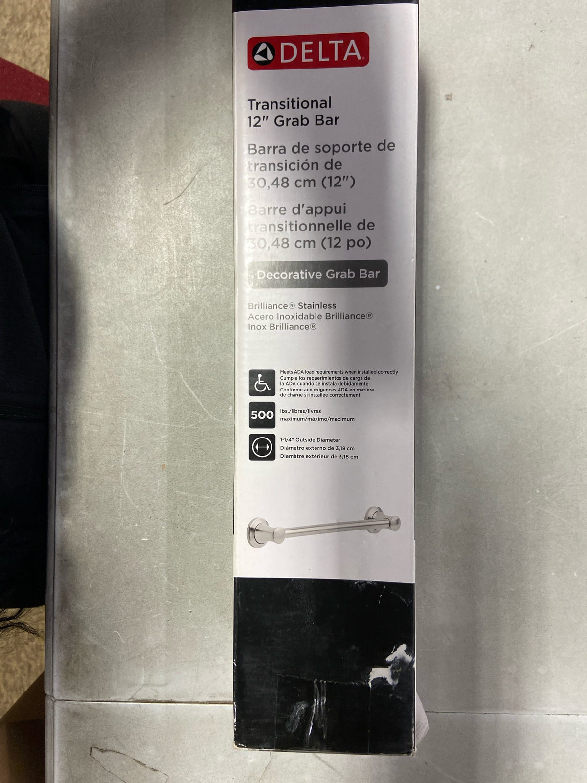 Delta 41712-SS 12" Grab Bar with Mounting Assembly - Brilliance Stainless