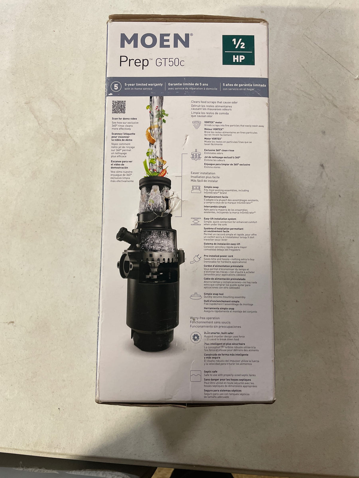 Moen GT50C GT Series 1/2 HP Continuous Garbage Disposal - Black