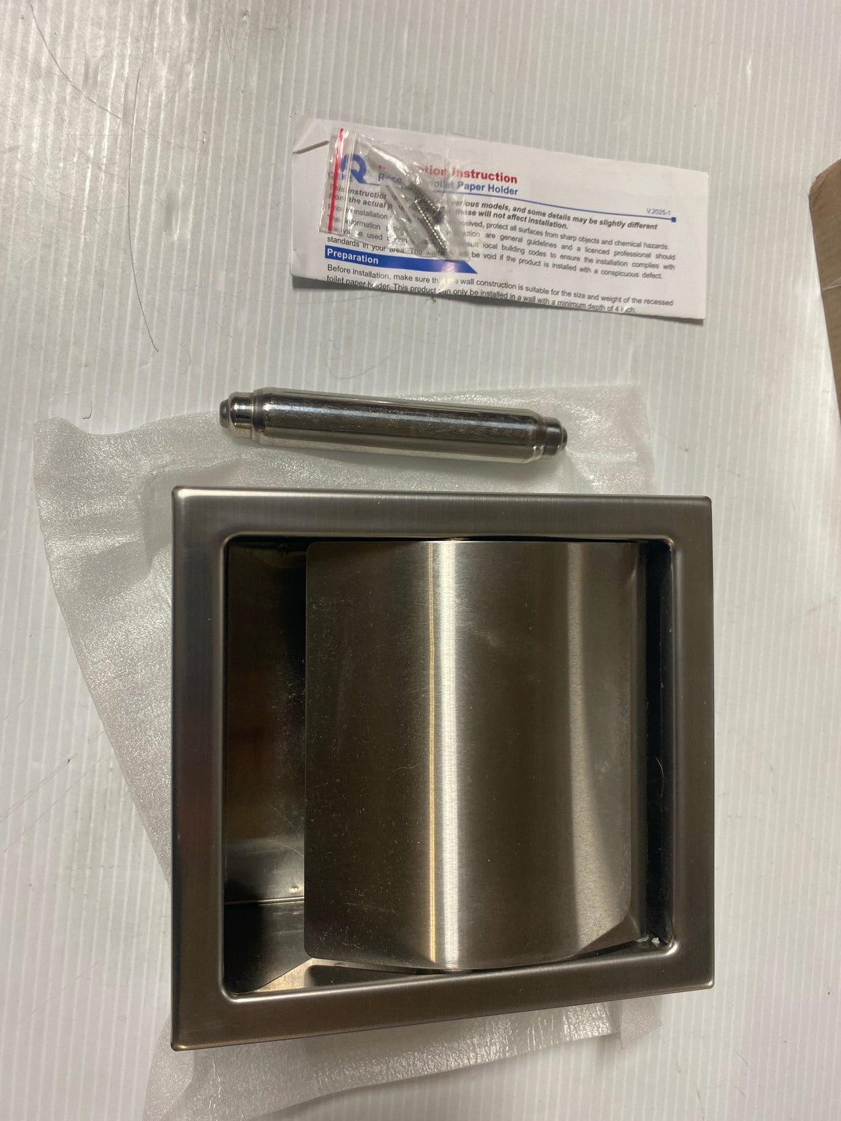 ALFI brand ABTP77-BSS Brushed Stainless Steel Recessed Toilet Paper Holder with Cover