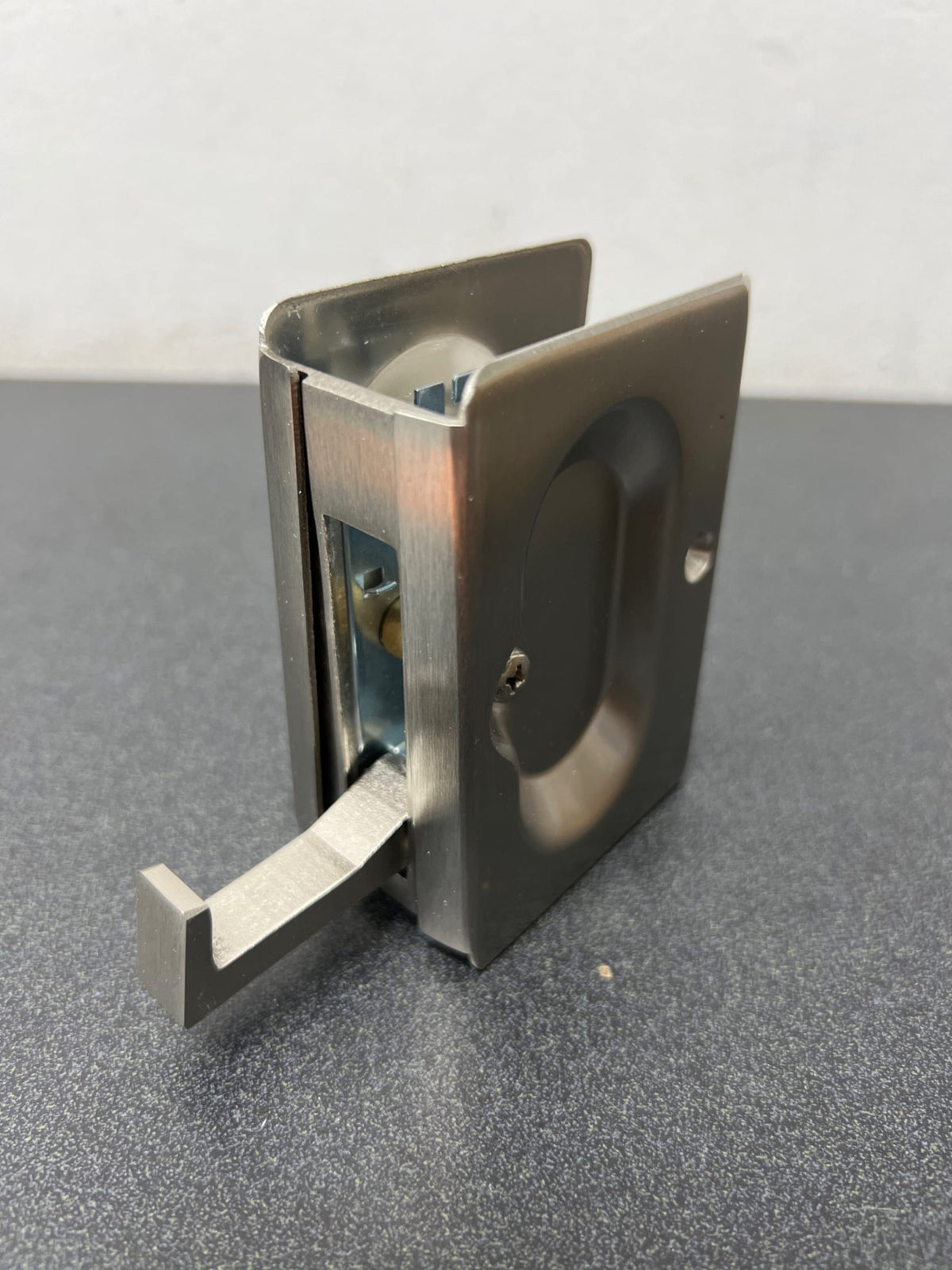 Emtek 2101US15 3-1/2 Inch Height Passage Pocket Door Lock - Satin Nickel