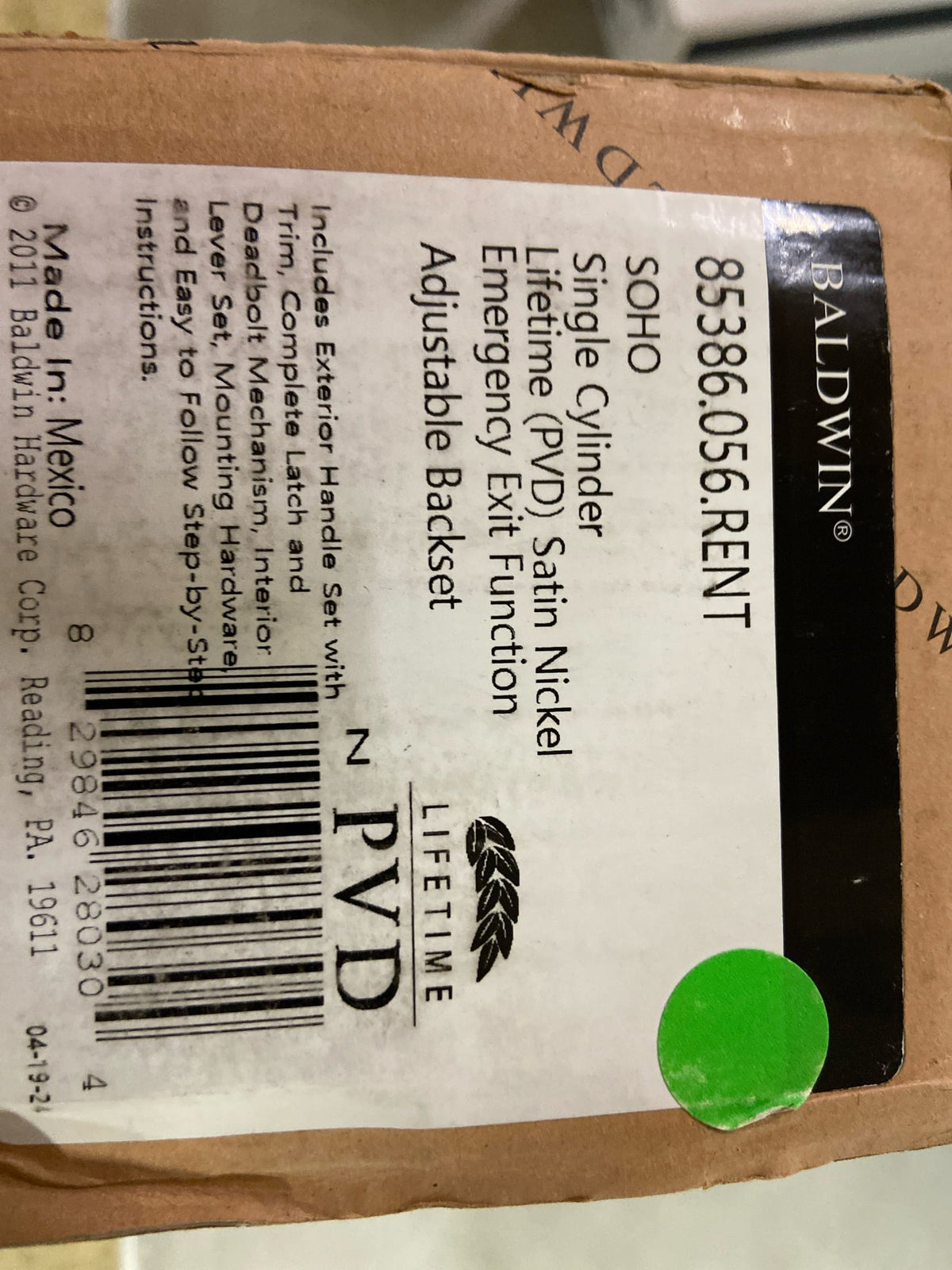 Baldwin Hardware 85386.056.RENT Handle Set