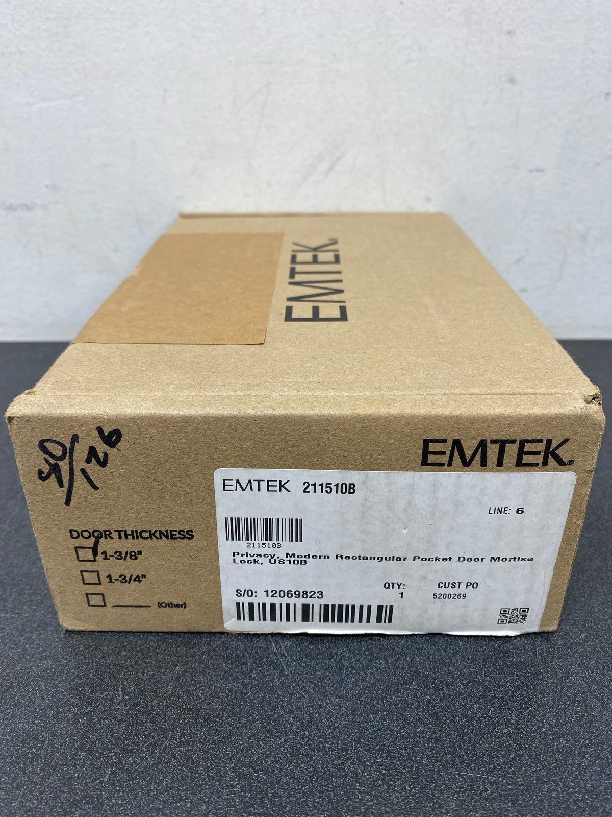 Emtek 2115US10B138 Modern Rectangular 7-1/4 Inch Privacy Mortise Pocket Door Lock for 1-3/8" Thick Doors - Oil Rubbed Bronze