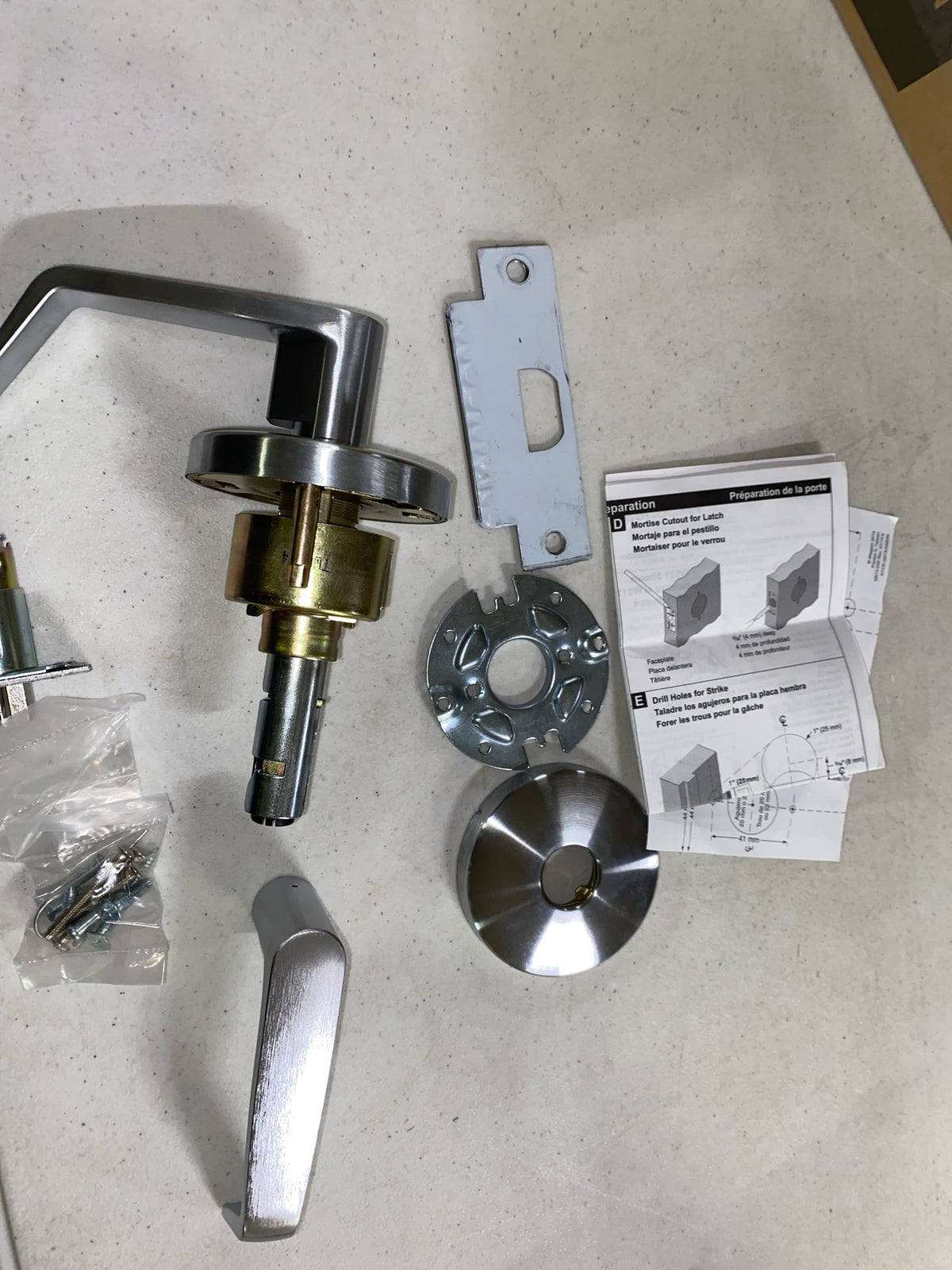 Storeroom Function - ADA Commercial Door Lever Lock - Boomerang Hdwe Heavy-Duty Locking Door Handle, Cylindrical Lever Lock, Non-Handed Grade 2, Satin Chrome (US26D), Storeroom