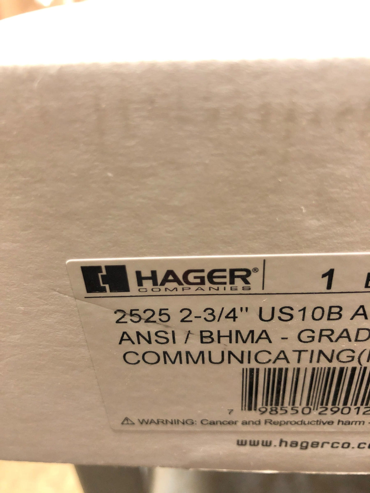 Hager 129012 2525 2-3/4" US10B ARC ASA - Exit (F111) Oil Rubbed Bronze