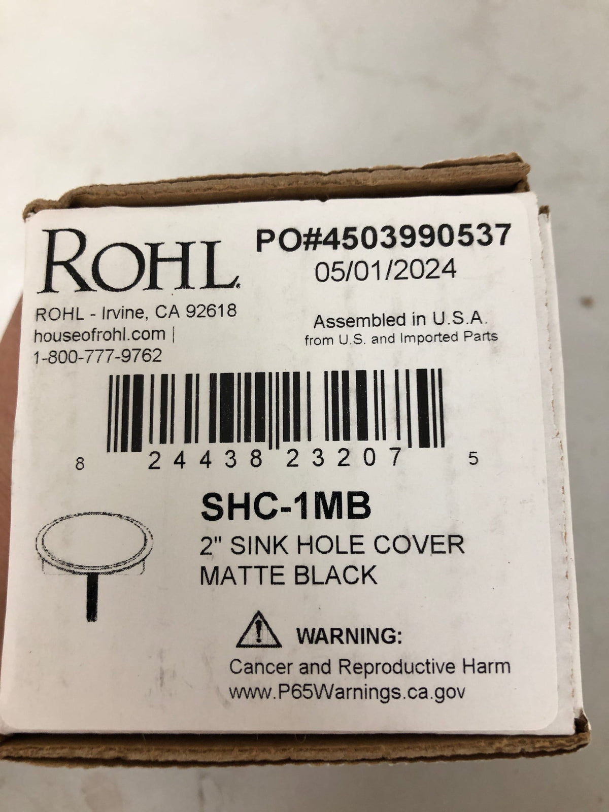 Rohl SHC-1MB 2" Sink Hole Cover - Matte Black