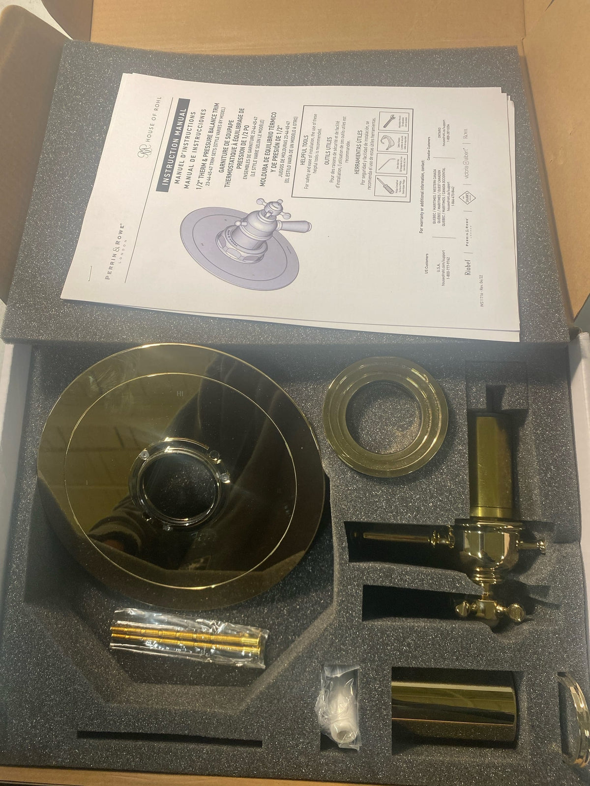 Perrin and Rowe U.TEW23W1L-EG Perrin and Rowe U.TEW23W1L Edwardian Three Function Thermostatic Valve Trim Only with Single Cross/Lever Handle, Integrated Diverter, and Volume Control - Less Rough In