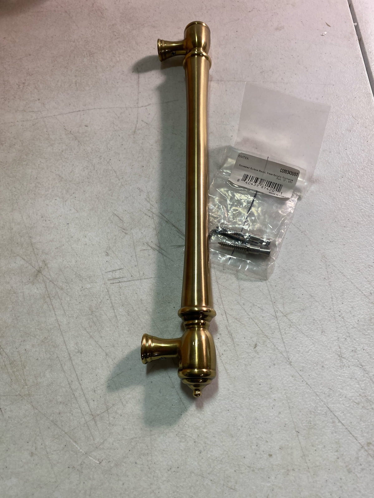Emtek CS86343US3 Spindle 12 Inch Center to Center Bar Appliance Pull - Polished Brass