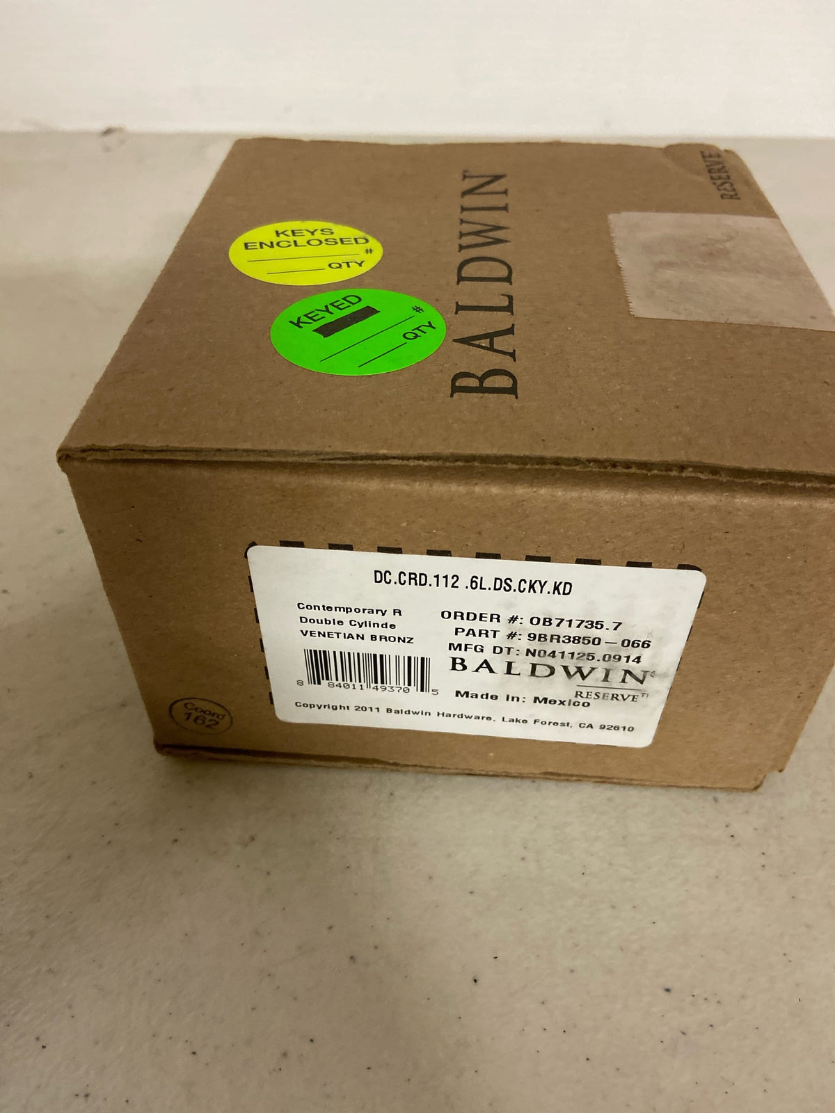 Baldwin DCCRD112 Contemporary Round Standard C Keyway Double Cylinder Keyed Entry Deadbolt - Venetian Bronze