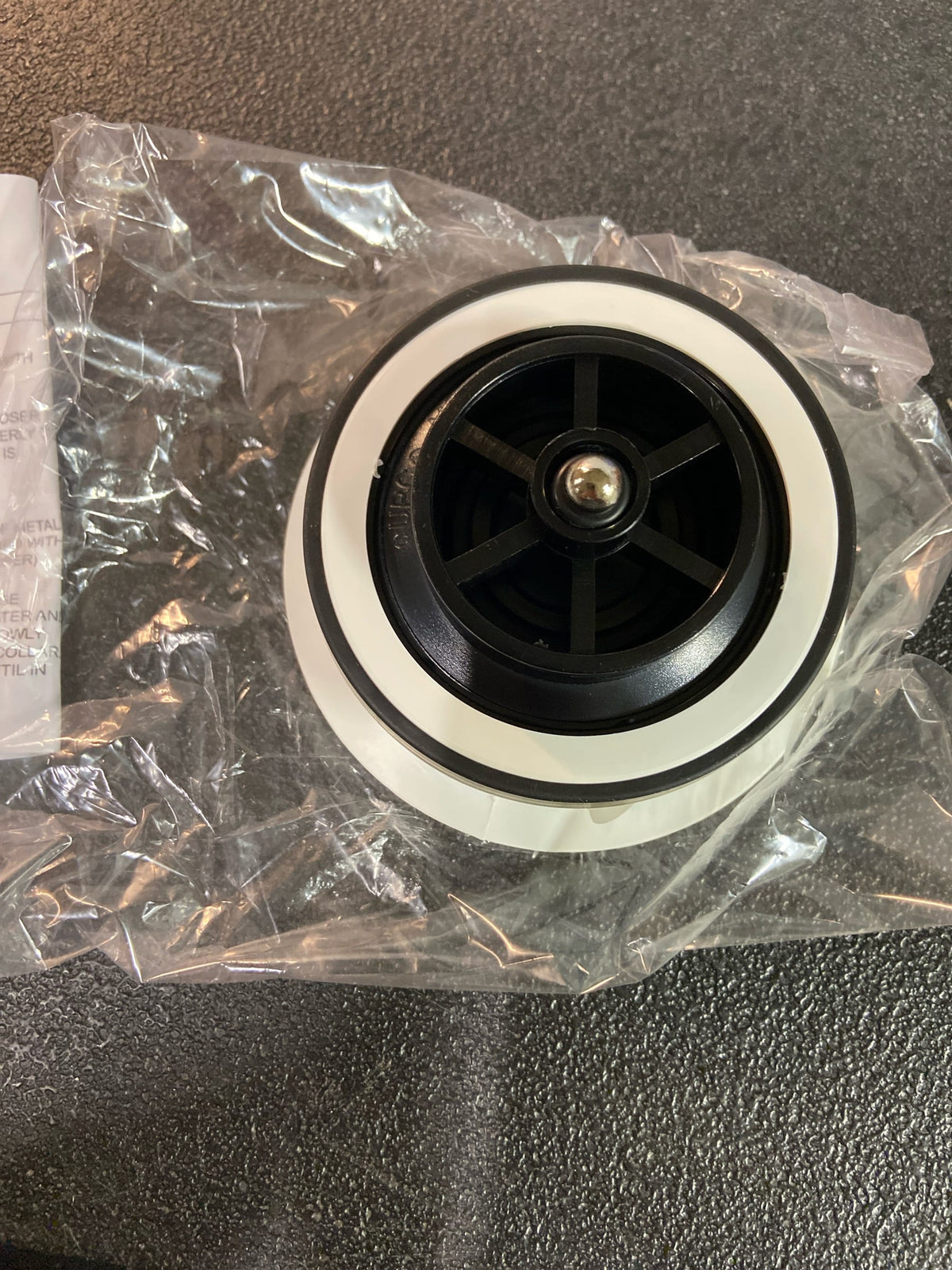Elkay LKPDQD1FX Perfect Drain 3-1/2" Polymer Disposer Flange with Removable Basket Strainer and Rubber Stopper - Arctic Fox