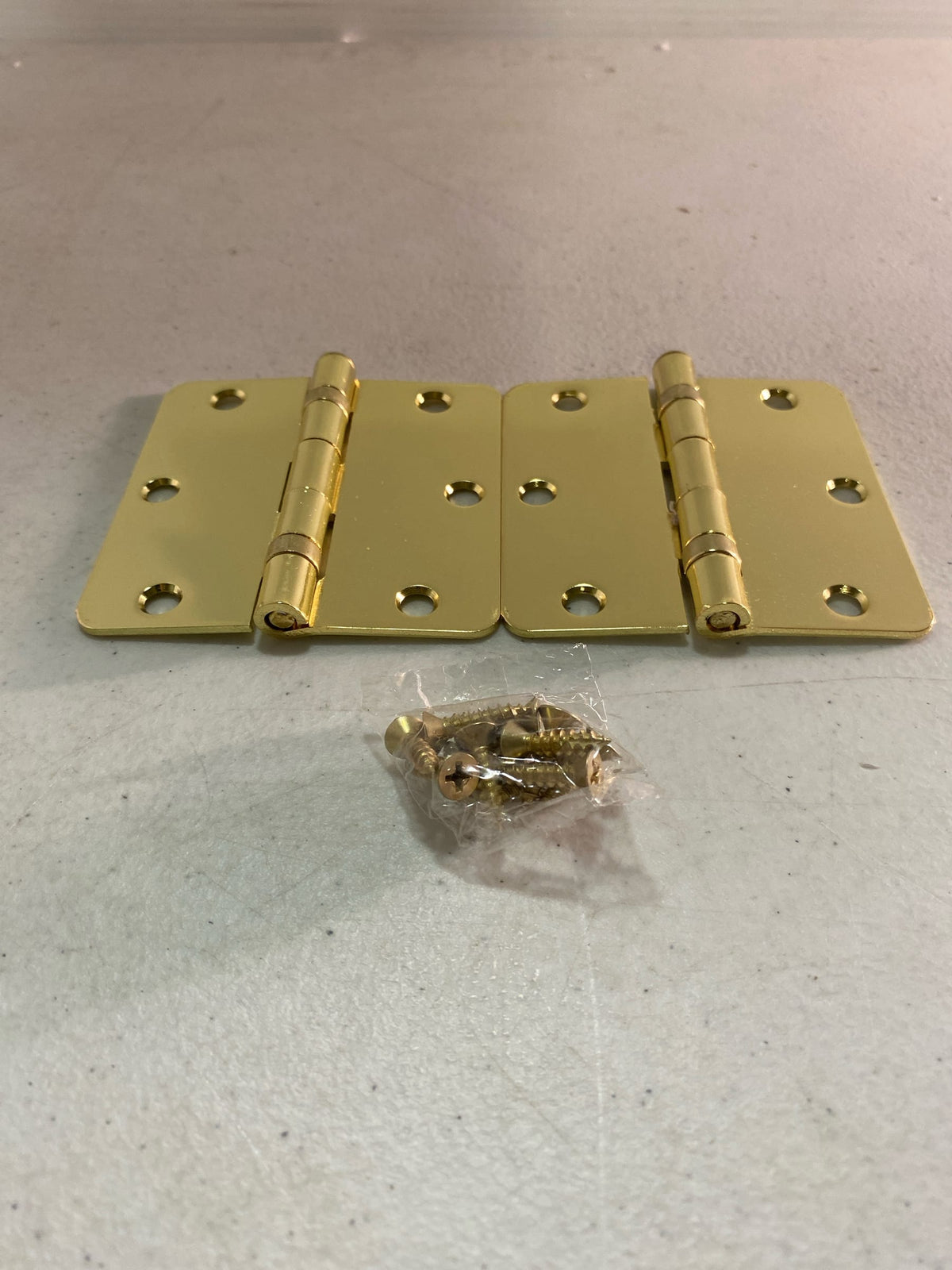 Deltana S35R4BB3 3-1/2" x 3-1/2" Ball Bearing 1/4" Radius Corners Mortise Hinge - Pair - Polished Brass