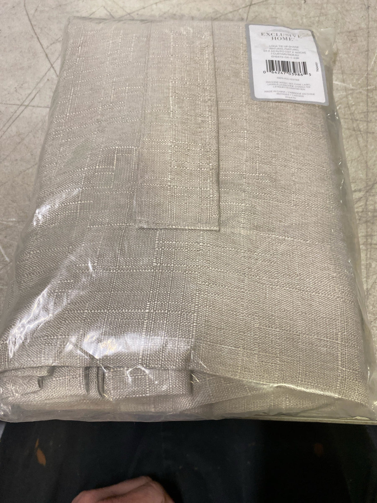 Exclusive home EH8473-04-1-63R Loha Natural Solid Light Filtering 3" Rod Pocket Tie Up Shade, 54 in. W x 63 in. L
