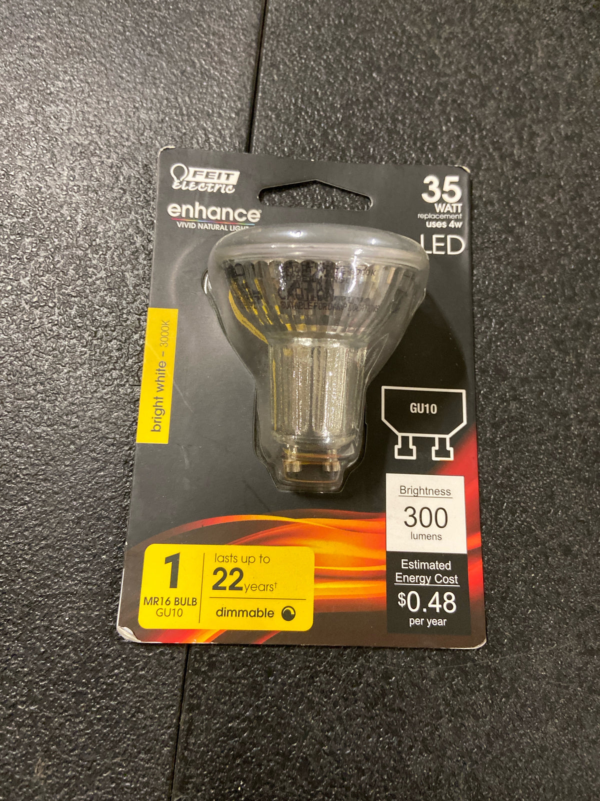 Feit BPMR16/GU10/930CA Single 4 Watt Dimmable MR16 GU10 LED Bulb - 300 Lumens, 3000K, and 90CRI - N/A