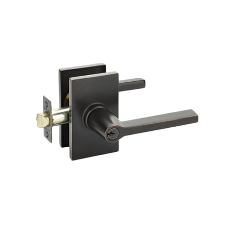 Emtek 5123HLOUS10BLH Helios Left Handed Single Cylinder Keyed Entry Door Lever Set with Modern Rectangular Rose - Oil Rubbed Bronze