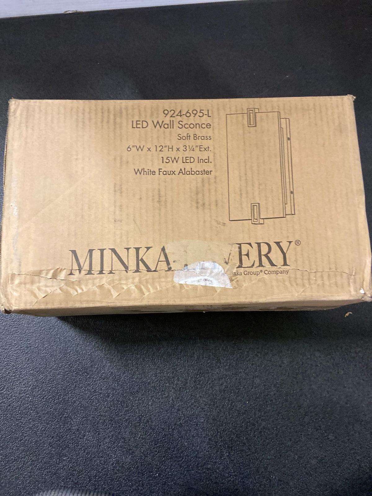 Minka Lavery 924-695-L Aizen 12" Tall LED Wall Sconce with Faux Alabaster Shade - ADA Compliant - Soft Brass