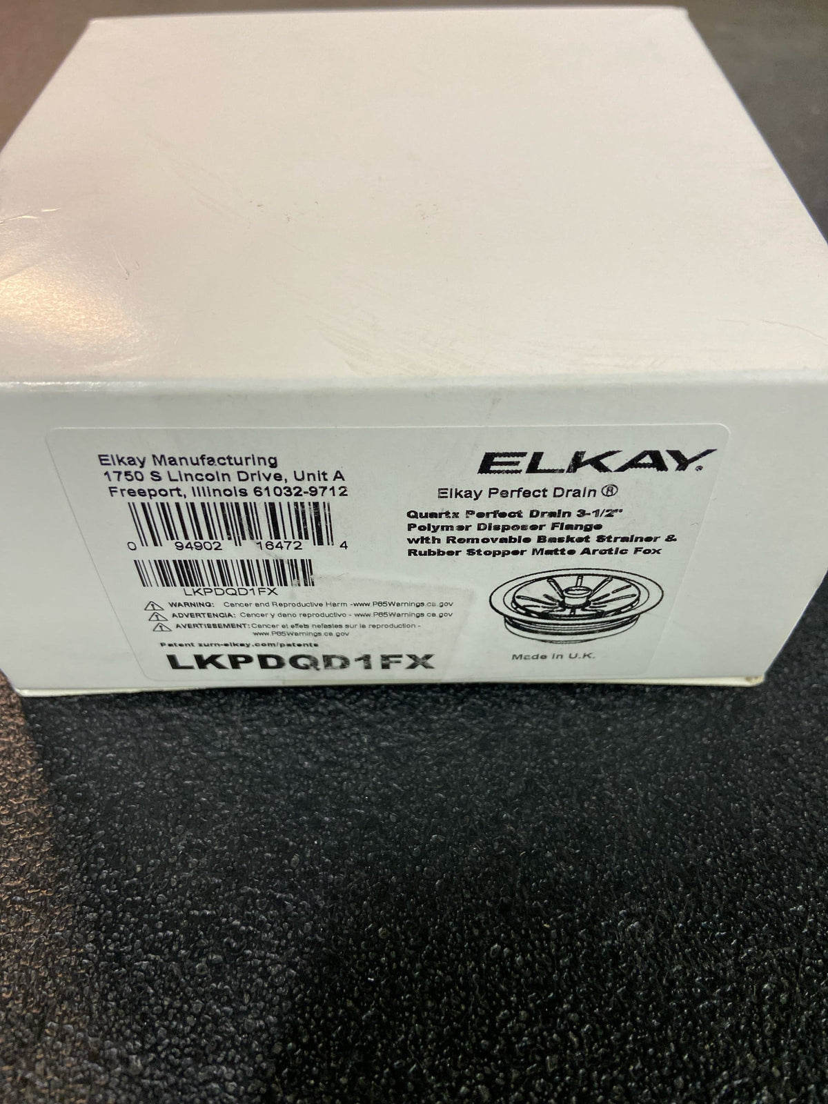 Elkay LKPDQD1FX Perfect Drain 3-1/2" Polymer Disposer Flange with Removable Basket Strainer and Rubber Stopper - Arctic Fox