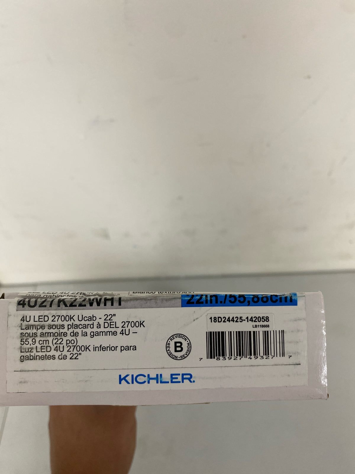 Kichler 4U27K22WHT 4U Series 22 in. 2700K LED Textured White Under Cabinet Light with Frosted Diffuser