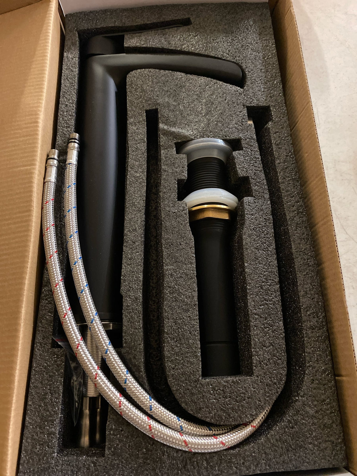 Phiestina HDNS-SF01-V-MB Single-Handle Tall Waterfall Vessel Sink Bathroom Faucet Matte Black