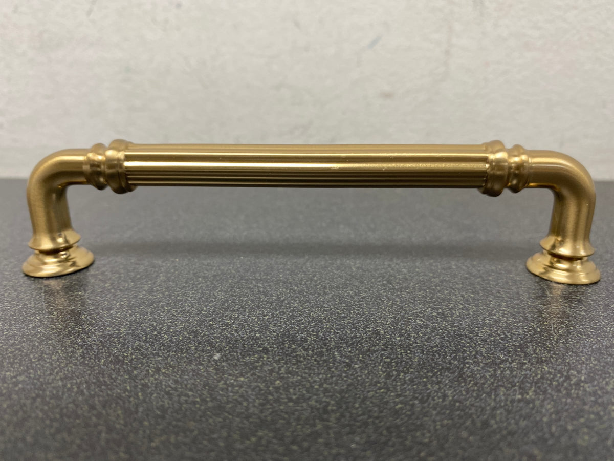 Top Knobs TK323HB Reeded 5 Inch Center to Center Handle Cabinet Pull from the Chareau Collection - Honey Bronze