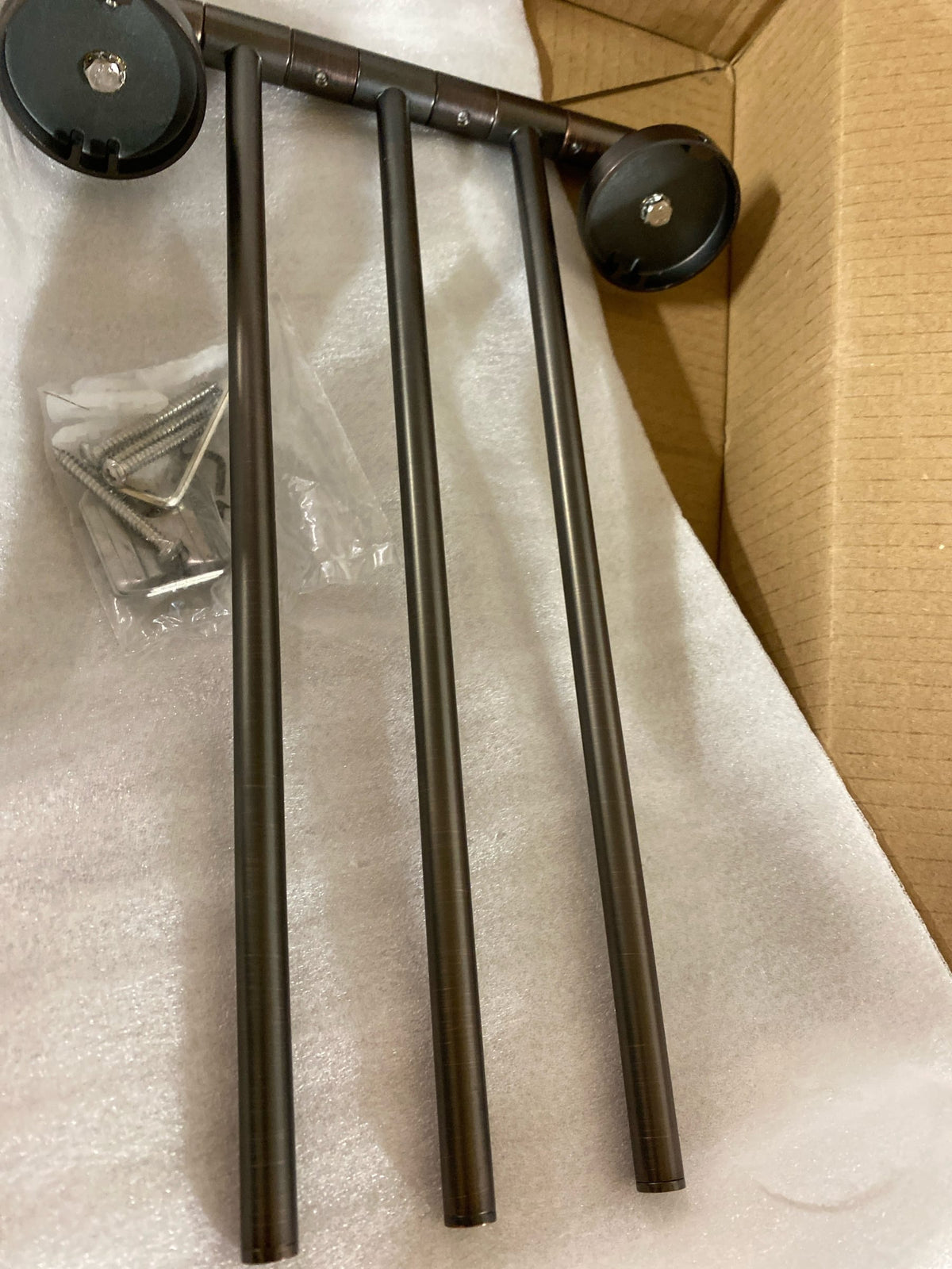 Signature Hardware 353728 Colvin 11-1/2" Triple Swing Arm Brass Towel Bar - Oil Rubbed Bronze