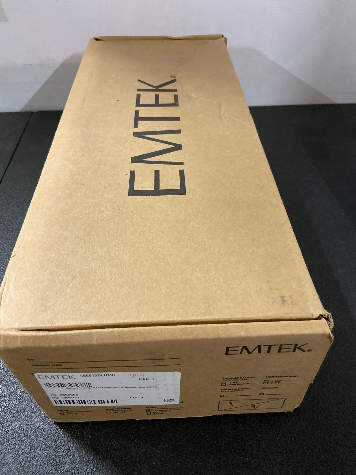 Emtek 450613DLHMB Dummy, Rectangular Full Length Tub Ent, Durango Lever, LH, MB