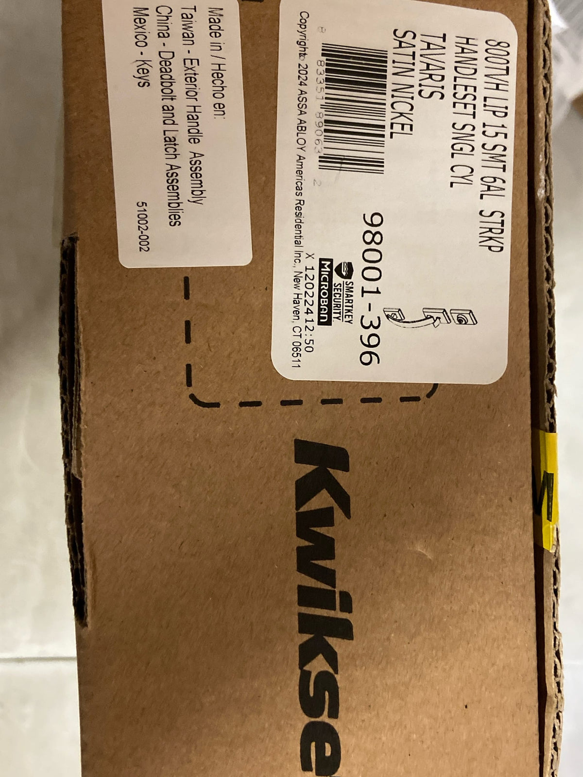 Kwikset 800TVHLIP-15S.STRKP Tavaris Sectional Single Cylinder Keyed Entry Exterior Pack Handleset with SmartKey - Satin Nickel