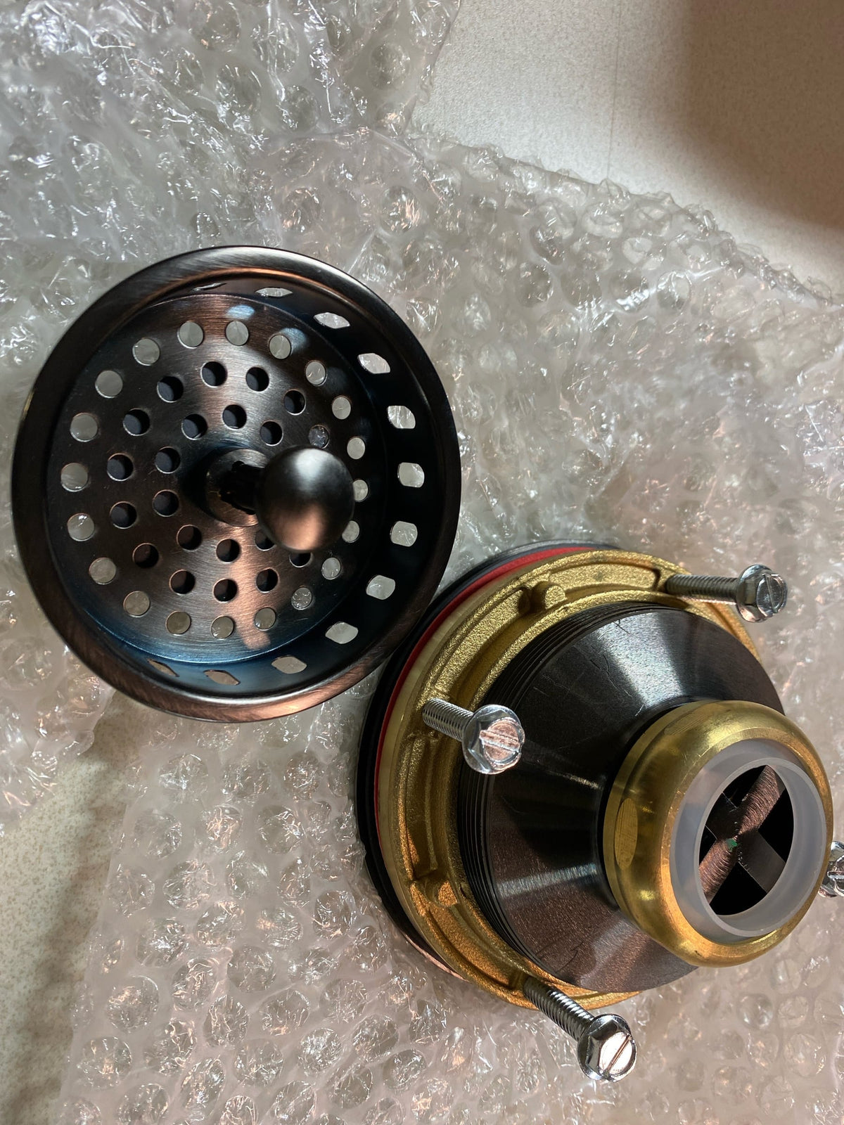 Graff G-9972-BOX 4" Basket Strainer with Plug for Kitchen Sink - Brushed Onyx PVD