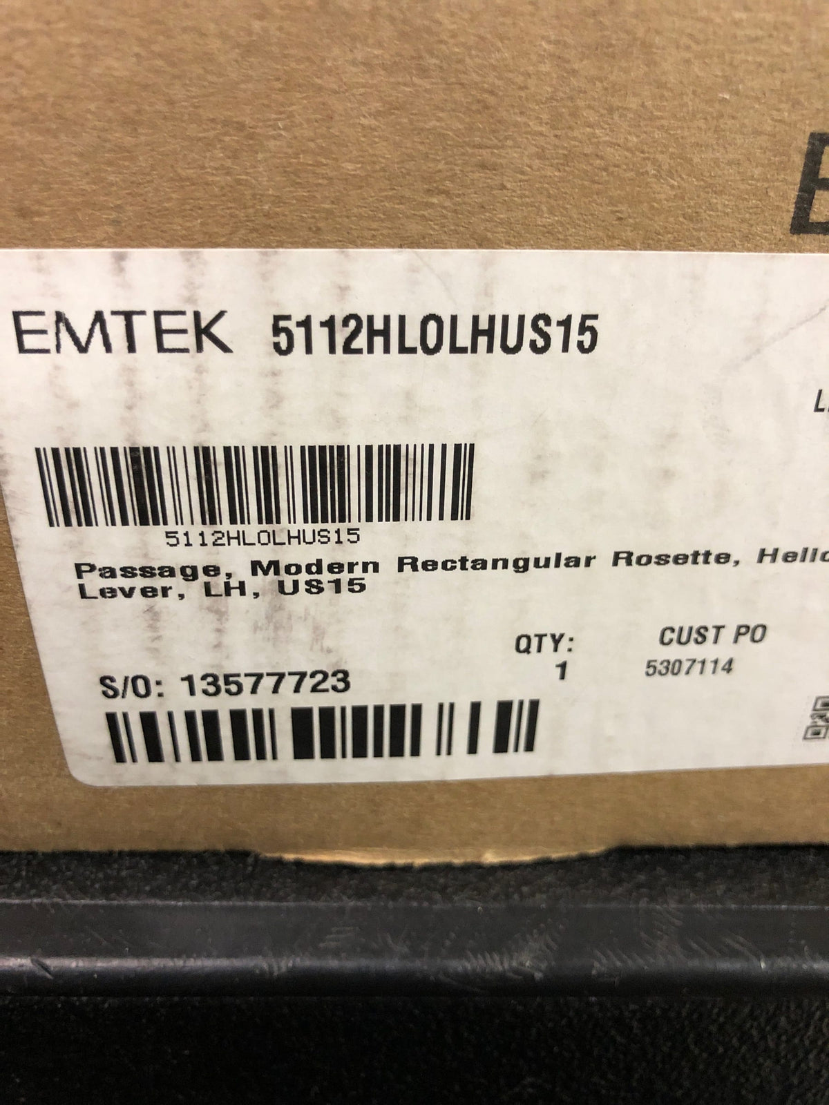 Emtek Passage Set, Modern Rectangular Rosette, Helios Lever, Satin Nickel, LH