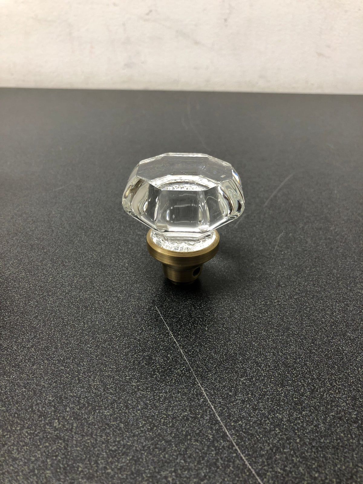 Nostalgic Warehouse 704838 Vintage Luxe Waldorf Lead Crystal Octagon Single Dummy Door Knob with Solid Brass Classic Rose Plate - Antique Brass