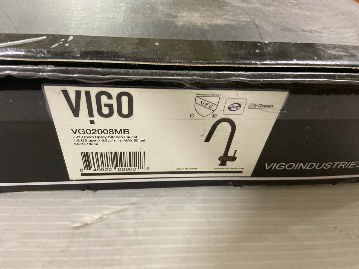 Vigo VG02008MB Gramercy 1.8 GPM 17" Single Hole Pull Down Kitchen Faucet - Matte Black