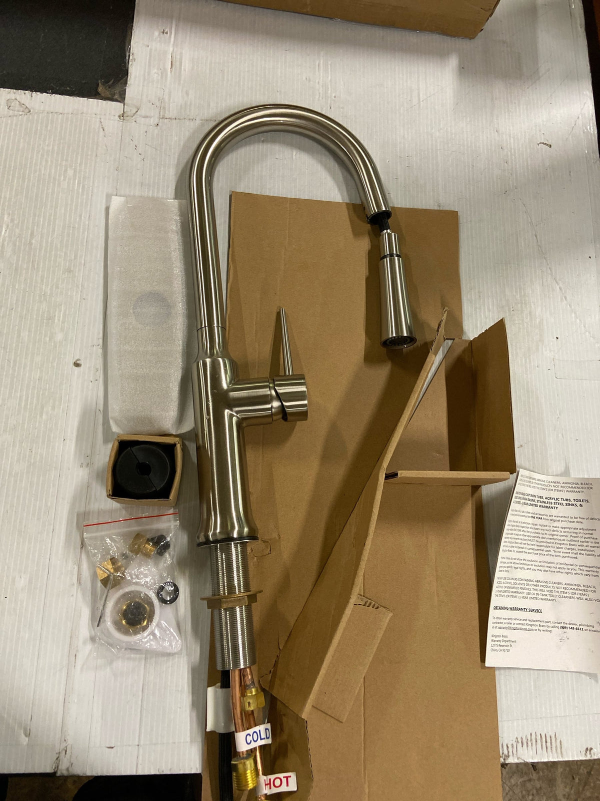 Kingston LS2728NYL 1-Handle Pull-Down Kitchen Faucet,Brushed Nickel