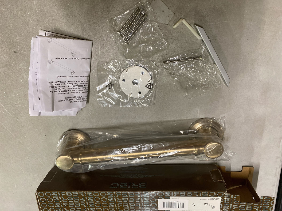 Brizo 69210-GL Traditional 12" Grab Bar with Hidden Screws - Luxe Gold