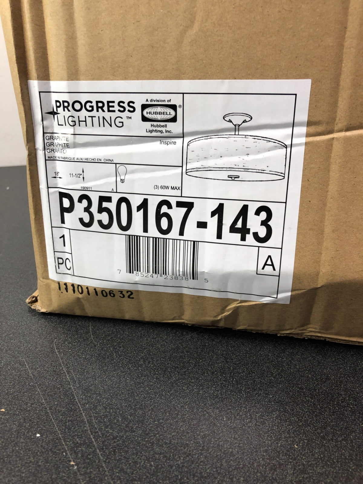 Progress Lighting P350167-143 Inspire 3 Light 18" Wide Semi-Flush Drum Ceiling Fixture - Graphite