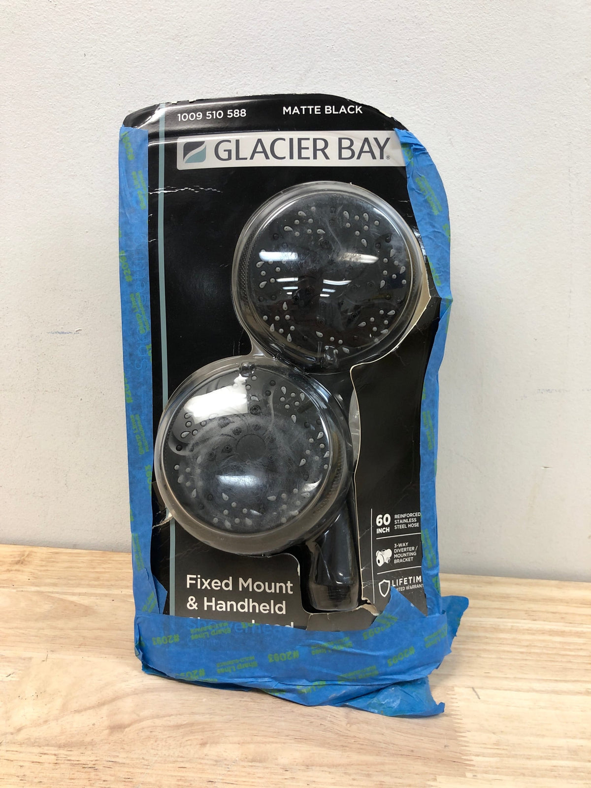 Glacier bay N9318MB-CB 6 -Spray Patterns with 1.8 GPM 4.5 in. Wall Mount Dual Shower Heads in Matte Black