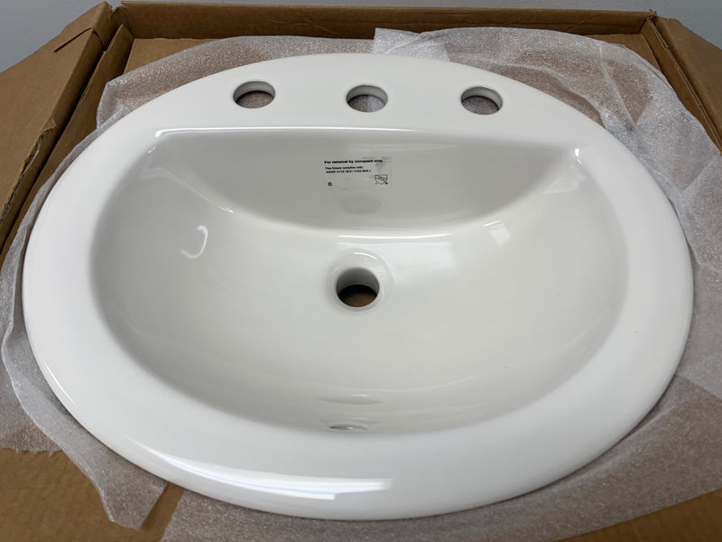 Kohler Bryant 18-7/8" Circular Vitreous China Drop In Bathroom Sink with Overflow and 3 Faucet Holes at 8" Centers