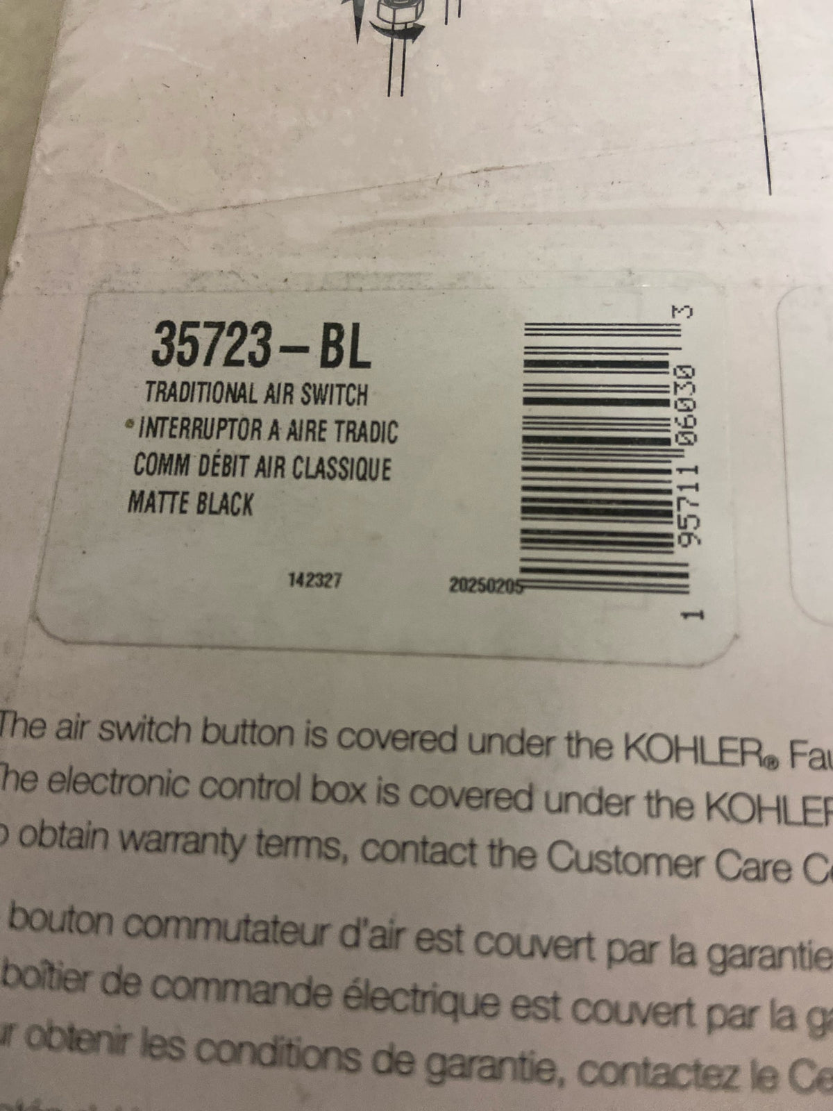 Kohler 35723-BL Garbage Disposal Air Switch Kit in Matte Black