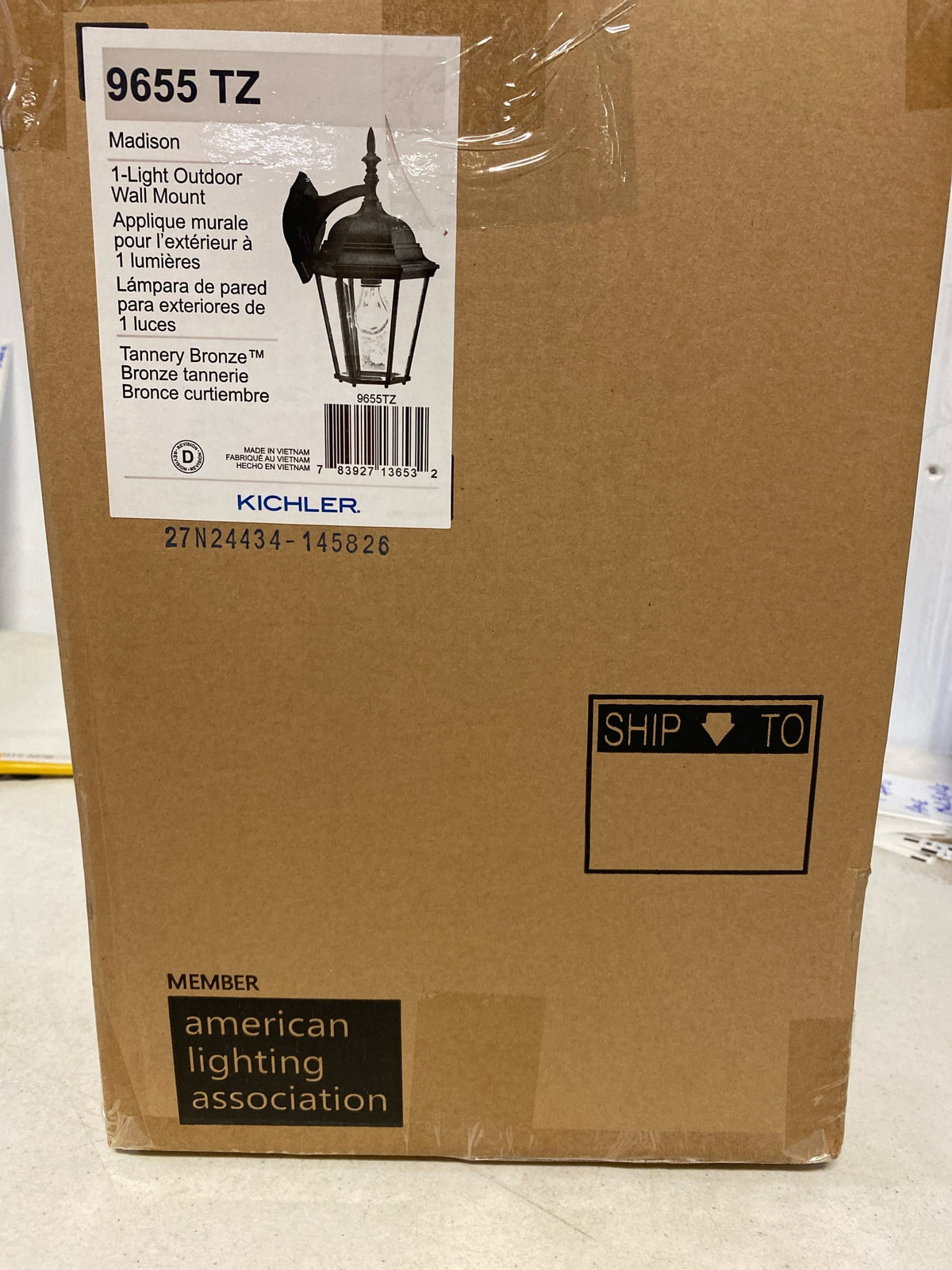 Kichler Madison 17" 1 Light Wall Light with Clear Beveled Glass in Tannery Bronze