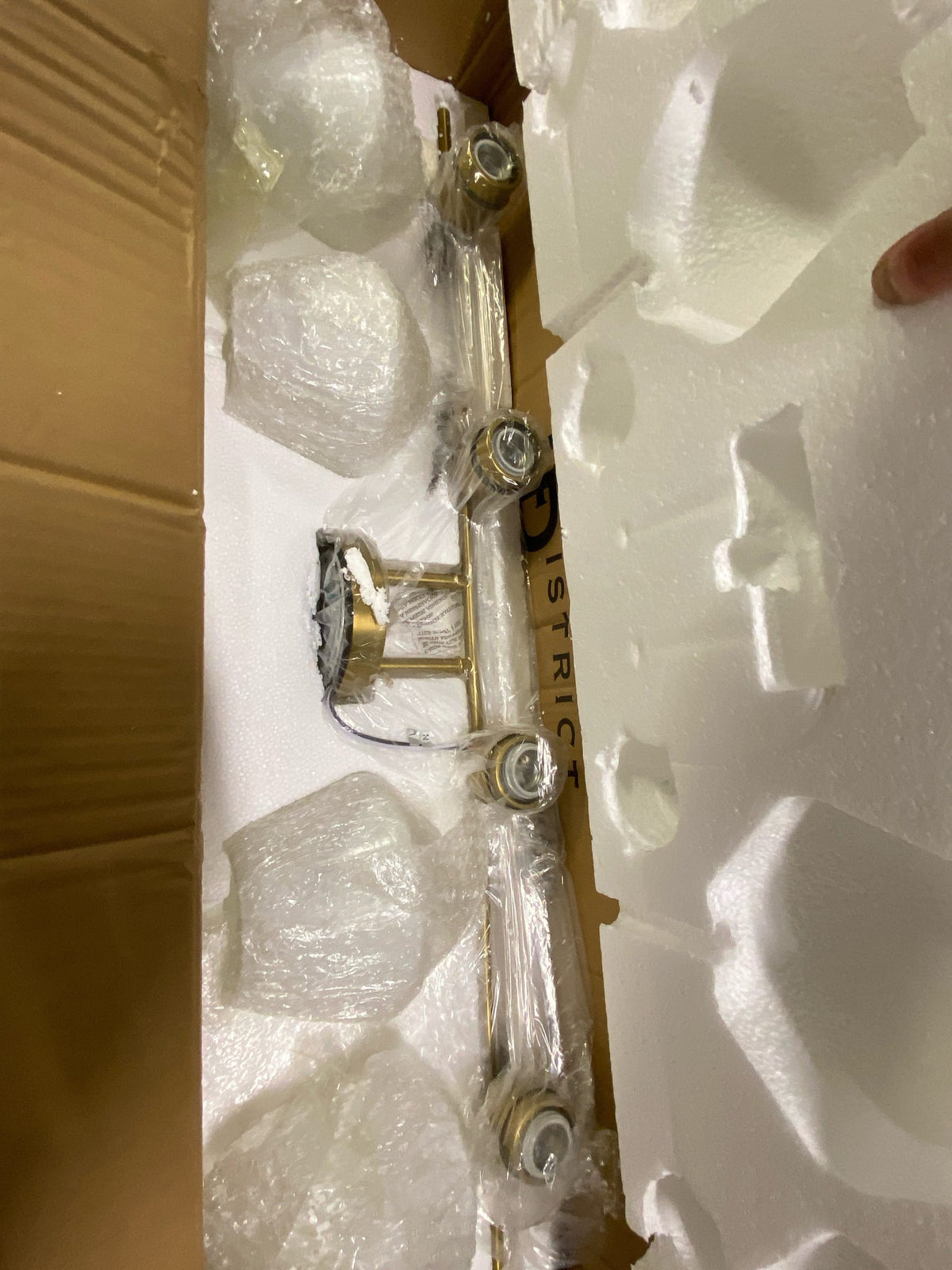 Living District LD2321SG Gene 4 Light 38 inch Satin Gold Bath Sconce Wall Light