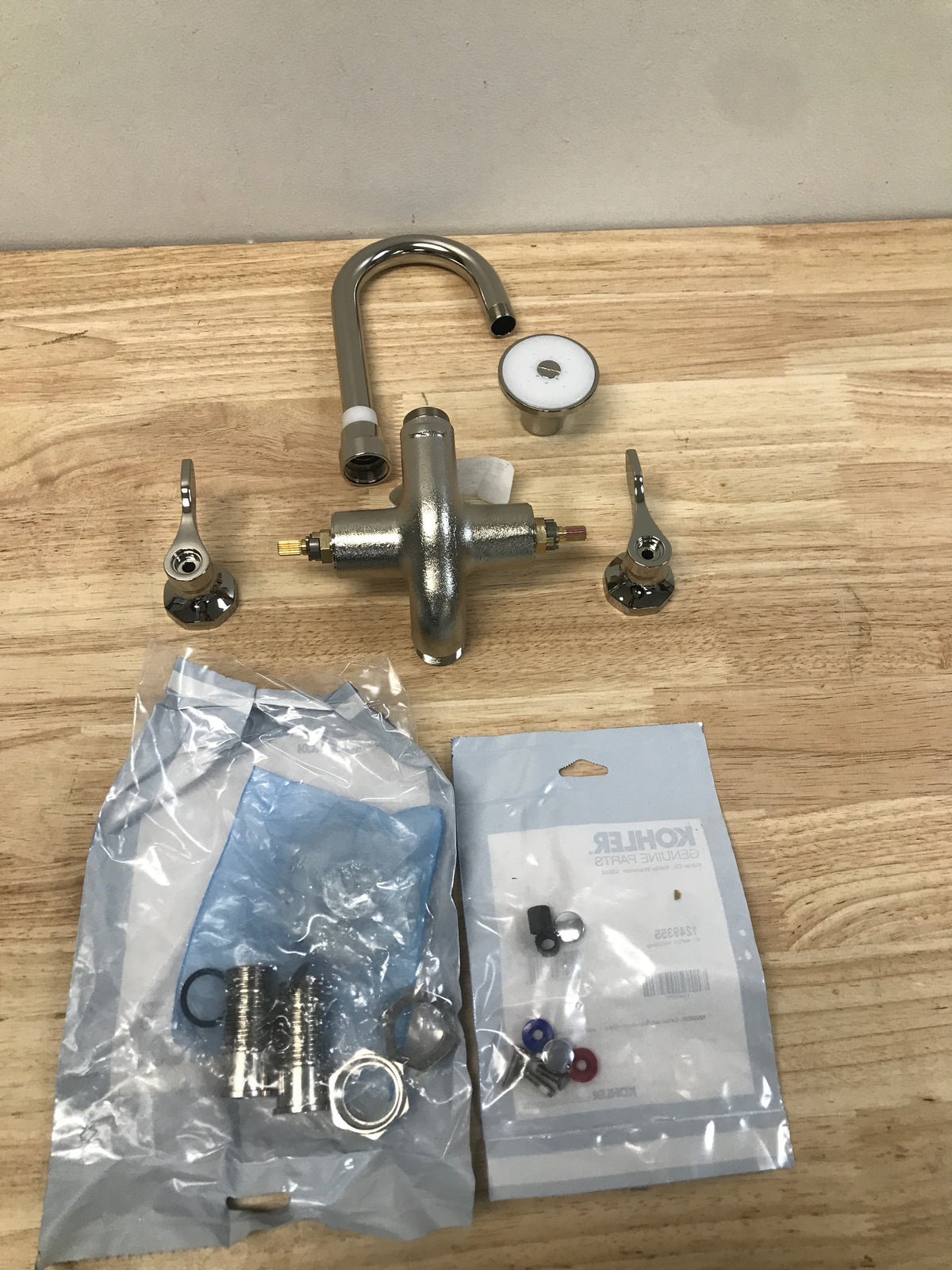 Kohler K-730T70-4AJR-SR Triton Bowe Cannock 1.2 GPM Wall Mounted Double Hole Bathroom Faucet - Less Drain Assembly - Vibrant Bright Nickel