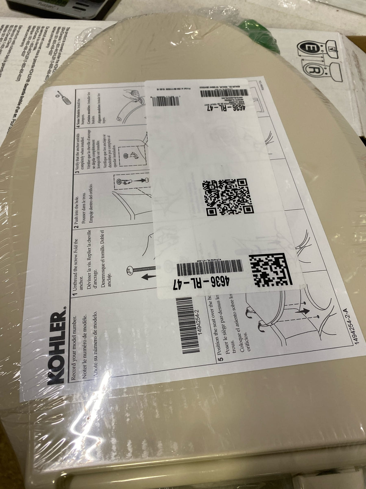 Kohler K-4636-RL-47 Cachet Elongated Closed-Front Toilet Seat with Soft Close and Quick Release - Almond
