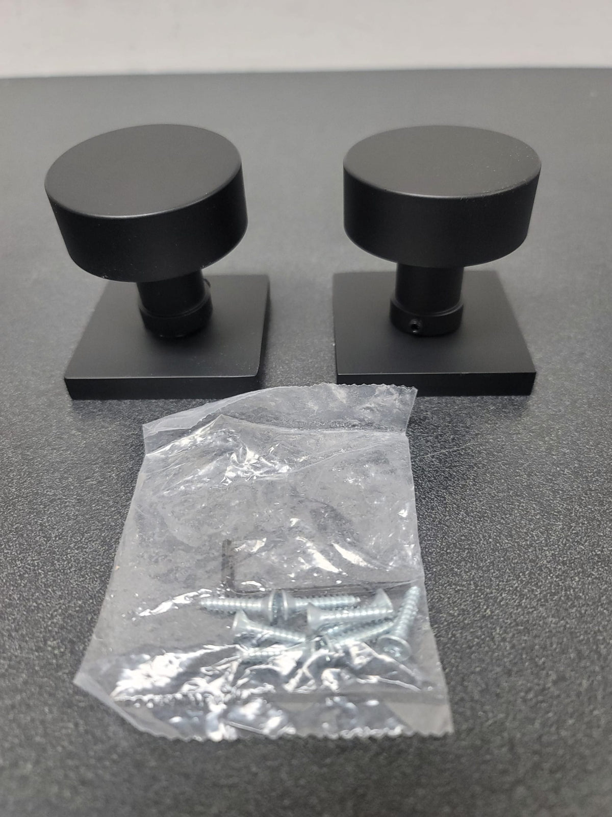 Emtek 5050ROUUS19 Round Knobset Non-Turning Two-Sided Dummy Door Knob Set with Square Rose - Flat Black